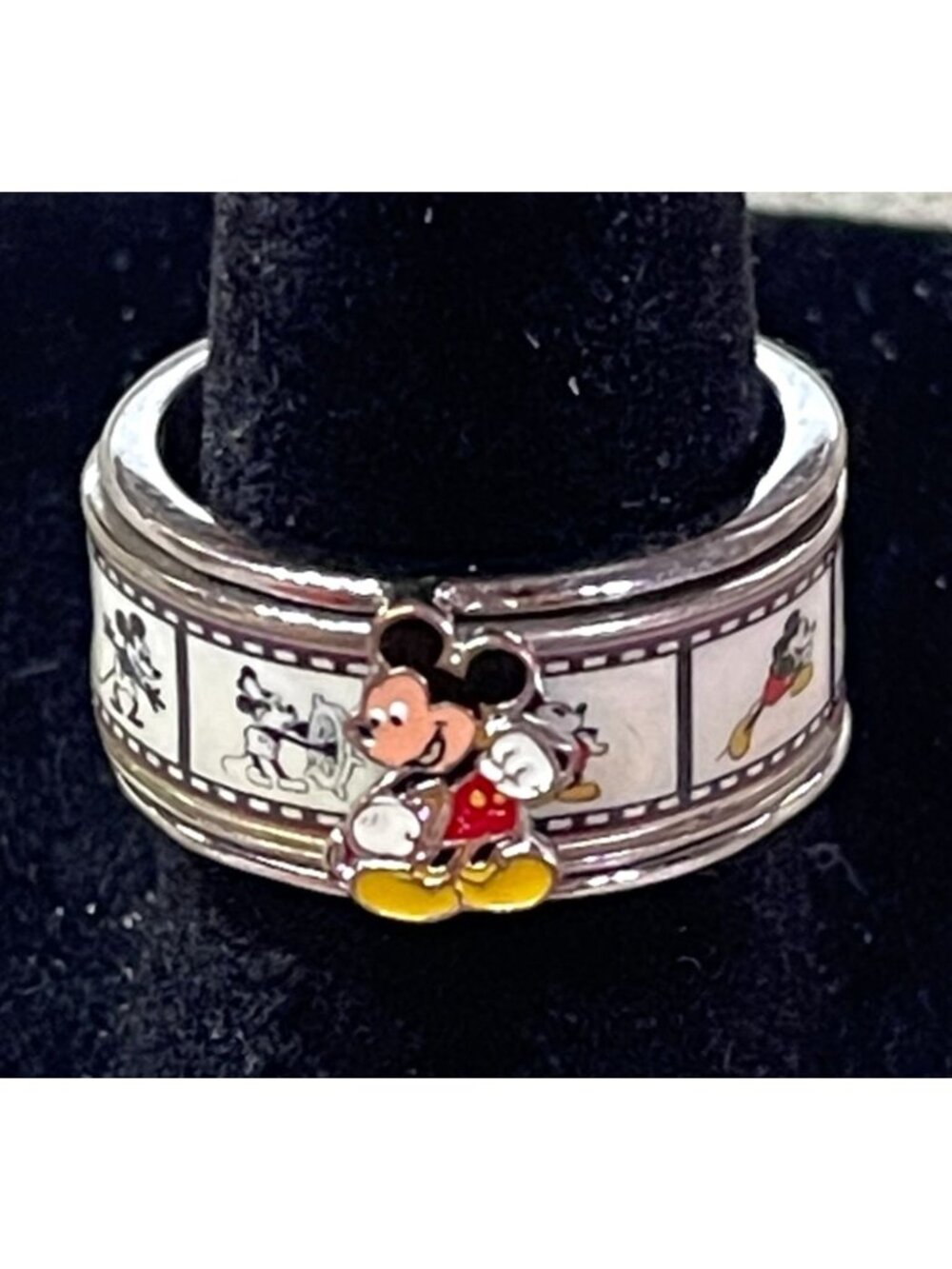 Disney Mickey Mouse Forever Spinning Ring Rhodium Plated Size 7
